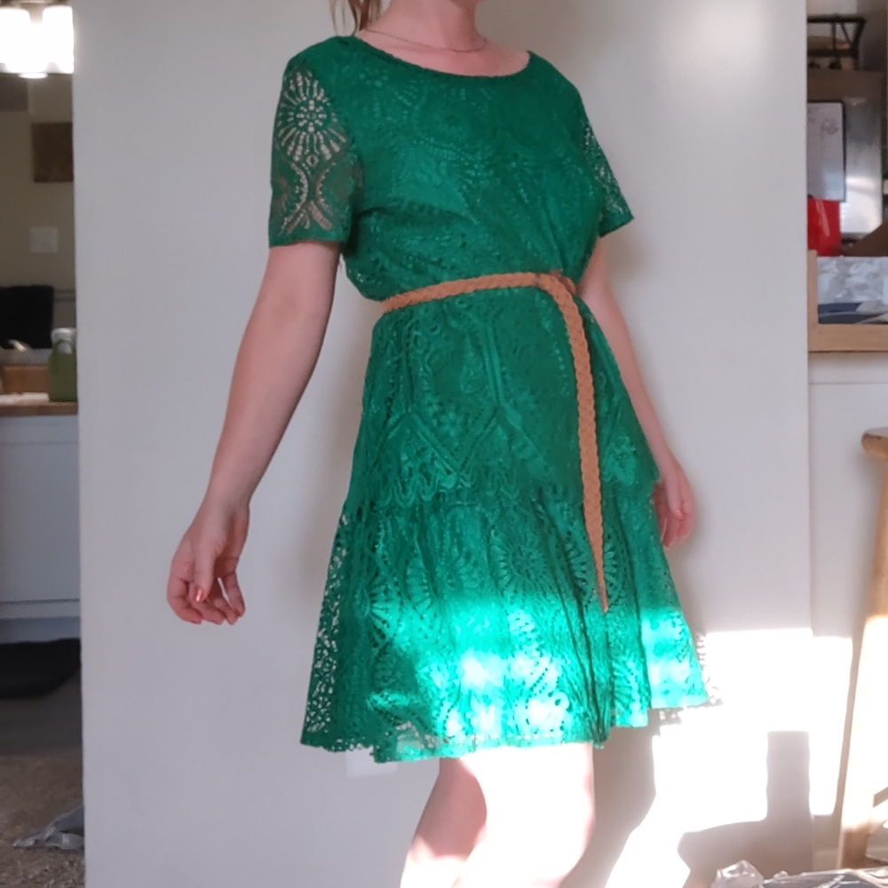 Green lace dress